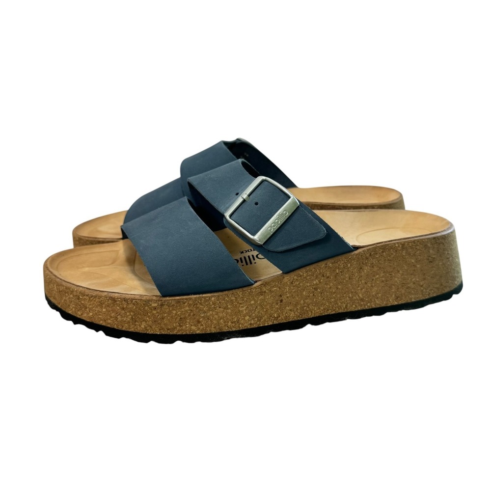 Papillio Birkenstock Almina Nubuck Platform Sandal Granola Girl Blue Womens 9